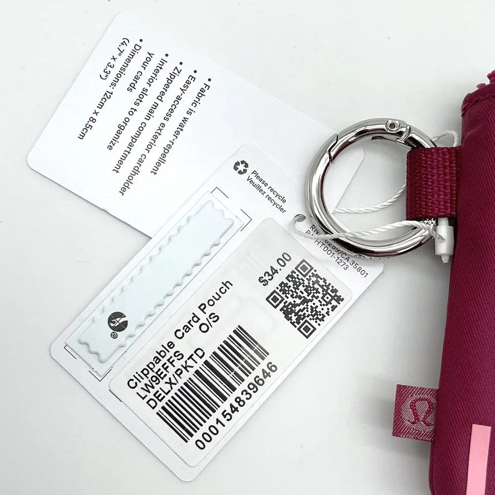 Lululemon Clippable Card‎ Pouch Deep Luxe Pink Peony LW9EFFS NWT